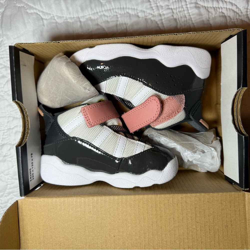 Jordan Kids Black and Pink Sneakers